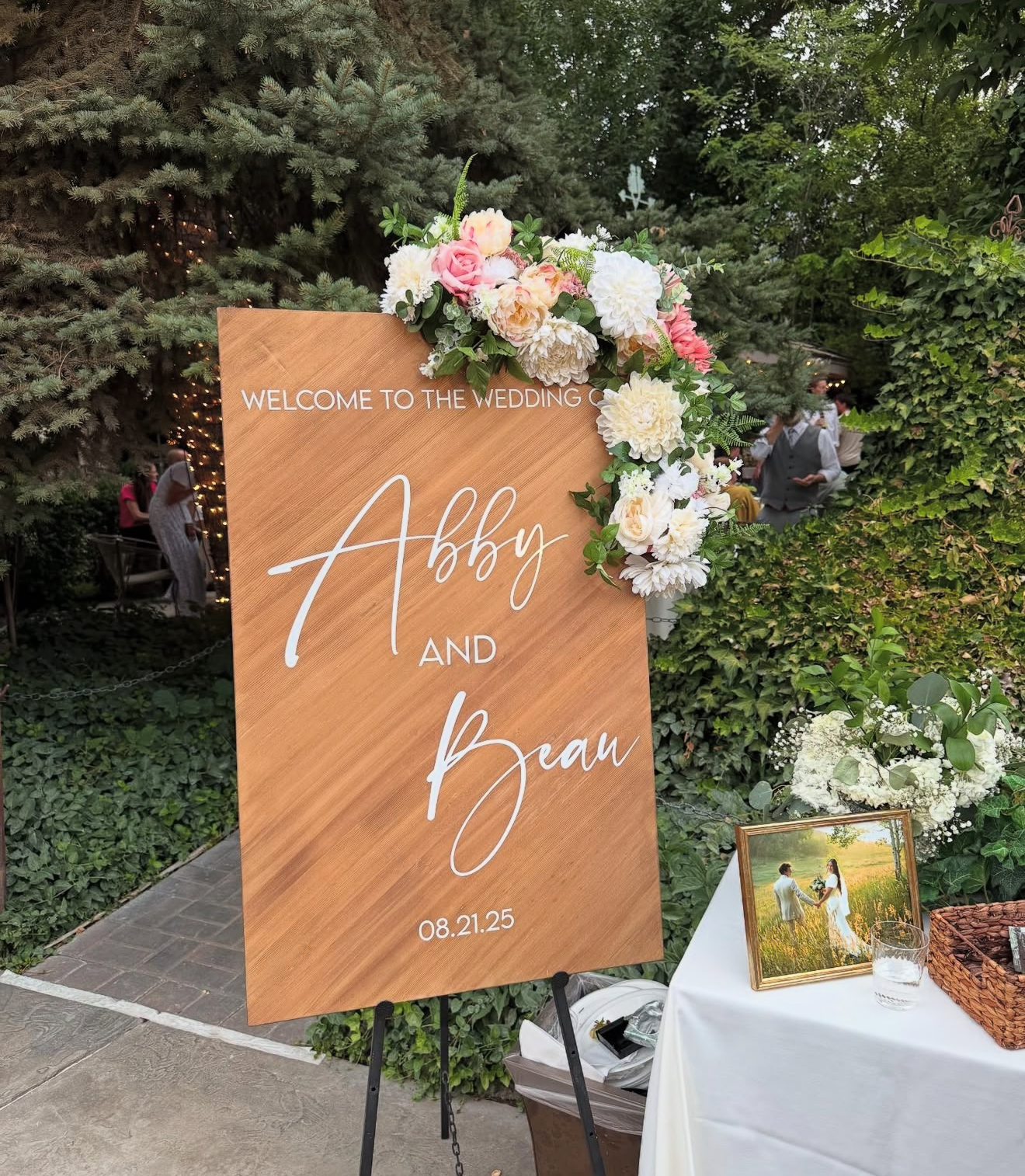 Wood welcome sign — Abby and Beau